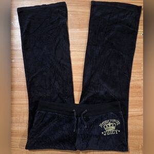 Juicy Couture Y2K Vintage Black Gold "Preppy Royalty Juicy" Flared Sweatpants S